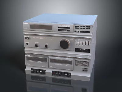 Stacked Electronic Device Components with Control Panels Buttons and Ports in Metallic Finish Design 3d model