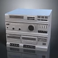 Stacked Electronic Device Components with Control Panels Buttons and Ports in Metallic Finish Design