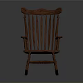 Classic Solid Wood Rocking Chair Featuring Curved Rockers And Vertical Slat Backrest Design