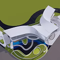 Modern Sales Office Building With Flowing Curved Design And Green Landscape