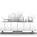 Modern Marble Texture TV Stand With Decorative Painting Books And Ornaments