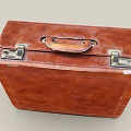 Vintage Brown Leather Suitcase With Leather Handle Metal Lock And Side Pocket