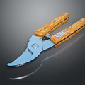 Garden Pruning Shears With Wooden Handle Curved Metal Blade And Spring Mechanism