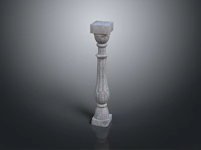 Classic Stone Decorative Column With Intricate Carved Details And Base 3d model