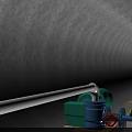 Construction Site Underground Pipe Installation With Valves Equipment And Tunnel Wall