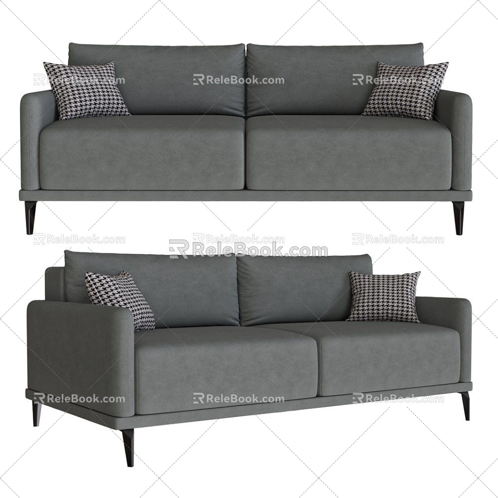 Amadu Casual Gray Two-Seat Sofa 18 3d model