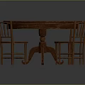 Classic Round Wooden Dining Table With Four Matching Wooden Chairs