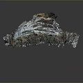 Natural Rock Formation With Layered Texture Brown White Layers And Green Vegetation