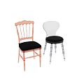 Rose Gold and Transparent Leisure Chairs with Black Cushions and Elegant Back Designs