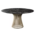 Modern Dining Table With Black Marble Tabletop And Slender Metal Base 3d model