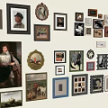 Vintage and Modern Picture Frames Wall Decor with Various Artworks and