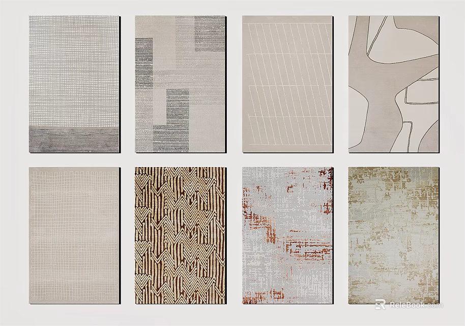 Square Rugs With Various Modern Patterns And Decorative Designs For Home Decor 3d model