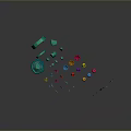 Colorful Aquatic Life Elements With Various Shapes Shells Coral And Green Plants