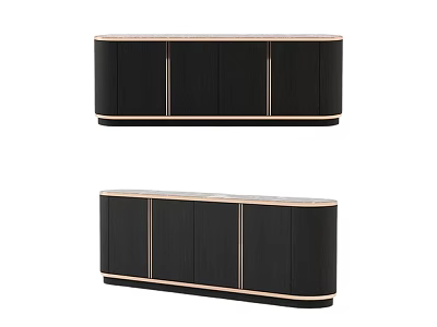 Modern Sleek TV Cabinet Design With Dark Wood Finish And Storage Doors 3d model