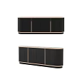 Modern Sleek TV Cabinet Design With Dark Wood Finish And Storage Doors