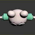 Cute Cartoon Rabbit with Big Black Eyes Pink Ears Green Shirt Skirt and Open Arms