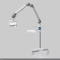 Mobile Medical Device With Adjustable Articulating Arm Display Screen And Tray On Wheels