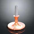 Copper Candlestick Holder With Burned Gray Candle On Reflective Base