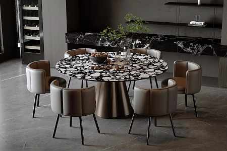 Modern Italian Dining Table and Chair Combination 3d model
