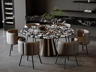 Modern Italian Dining Table and Chair Combination 3d model