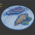 Fresh Fig Toast and Buttery Croissant on White Marble Plate with Green Leaves