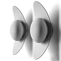 Modern Wall Lamp With White And Beige Globe Shades And Metal Frame Design