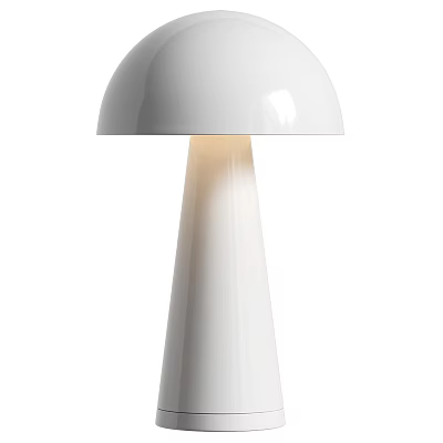 White Mushroom Shaped Modern Minimalist Table Lamp With Soft Glow For Home Office Desk Decor 3d model