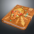 Handcrafted Brown Leather Notebook With Ganesha Decoration Gold Embroidery And Green Gemstones