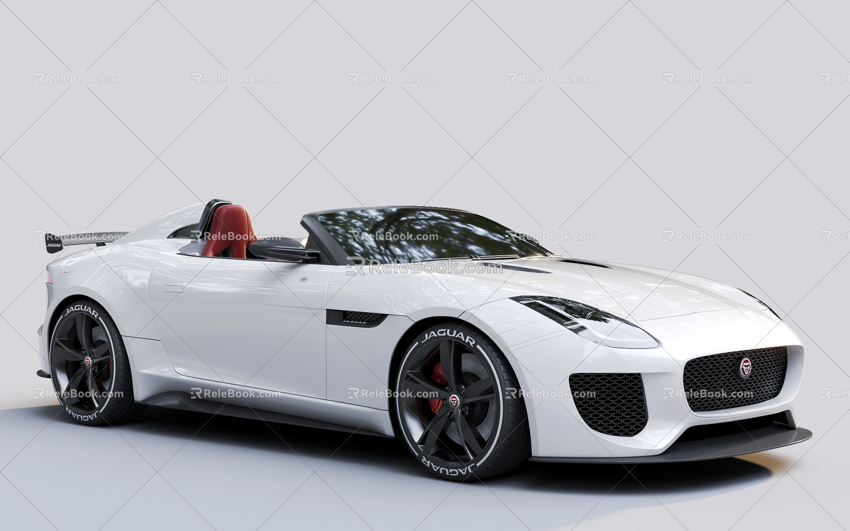 White Car Jaguar Convertible sports car 3d model