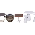 Modern Side Tables With Various Shapes And Different Material Finishes 3d model