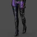 Cat Inspired Female Character in Purple Bodysuit With Cat Ear Mask Black Gloves And Boots
