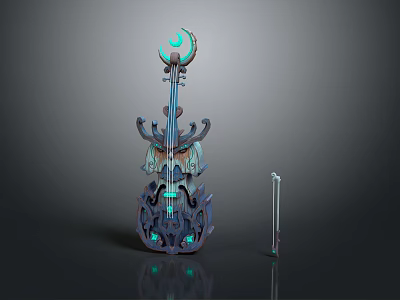 Decorative Household Item With Crescent Moon Shape Blue Glowing Elements And Intricate Design 3d model