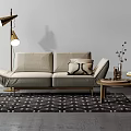 Nordic Double Sofa Combination Floor Lamp Coffee Table 3d model