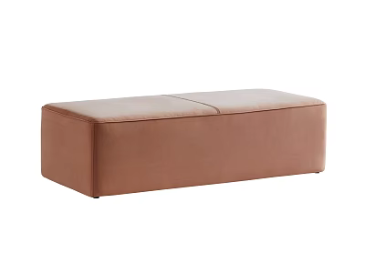Stylish Warm Brown Velvet Sofa Bench With Rectangular Sleek Design For Modern Living Room Decor 3d model
