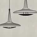 Two Modern Pendant Lights With White Shade And Black Metal Frame Design