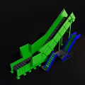Green Industrial Conveyor Equipment Featuring Blue Components Inclined Structure Support Legs And Platform