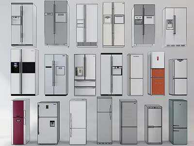 Various Styles Colors and Designs of Home Refrigerators and Freezers Collection 3d model