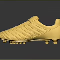 Luxurious Golden Soccer Cleat Featuring Intricate Laces Studded Design And Reflective Metallic Surface