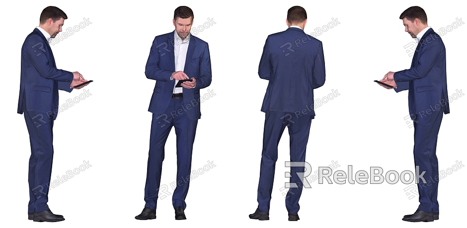 Business Male Office Figure Standing Men Suit Men model