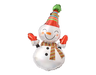 Snowman Shaped Decorative Balloon With Red Gloves Colorful Striped Scarf And Hat 3d model