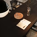 Modern Dining Table Set With Black Chairs Pendant Light Vase Plant In Sunlit White Room