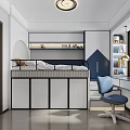 Kids Room Interior Design With Bunk Bed Desk Chair And Bookshelf Natural Light From Window