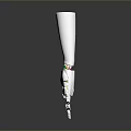 White Robotic Mechanical Arm With Detailed Joints Colorful Wrist Band And Reflective Surface