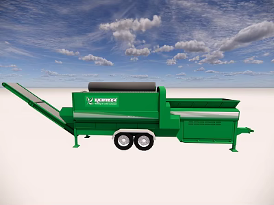 Green AMVEX Mobile Industrial Equipment With Conveyor System For Material Processing 3d model