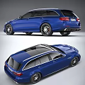 Blue Sporty Wagon Car With Sleek Exterior And Alloy Wheels Design