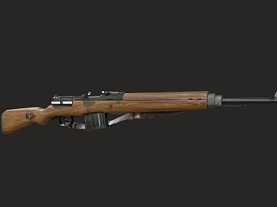 Vintage Rifle With Wooden Stock And Metal Components On Black Background 3d model