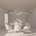 Modern Chinese Private Dining Room With Round Table Chandelier And Landscape Painting