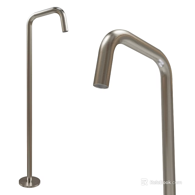 Modern Stainless Steel Kitchen Faucet With Curved Spout And Sleek Design 3d model 