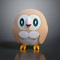 Cute Cartoon Owl Figure With Round Design Big Eyes Red Beak And Light Brown Body