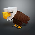 Pixel Art Flying Animal Eagle with White Head Yellow Beak Brown Body and Yellow Talons